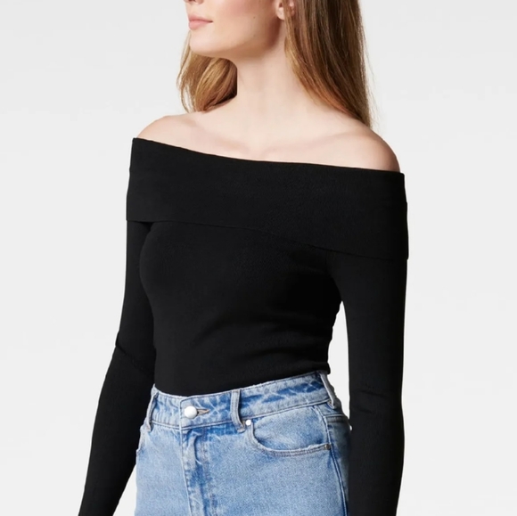 Forever 21 Black - off shoulder ribbed top - Picture 5 of 5